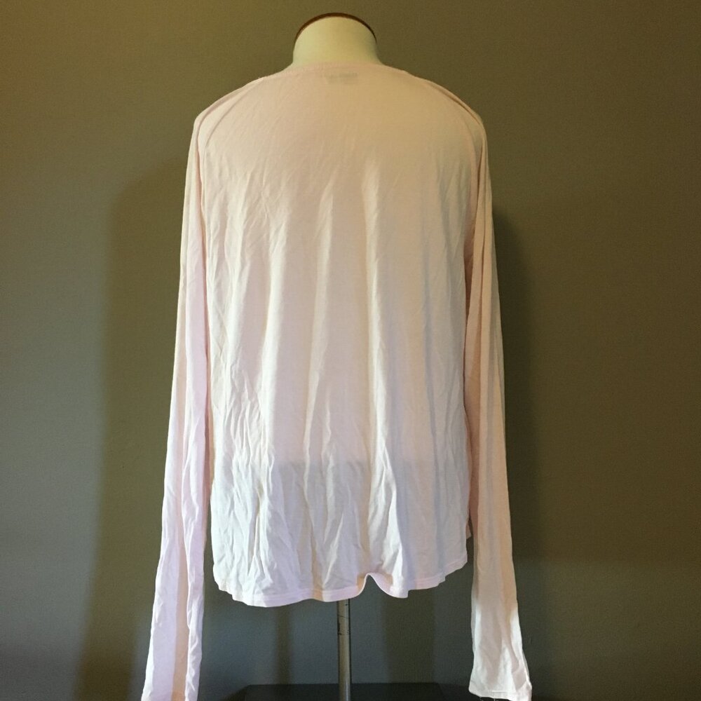 GAP Body Pastel Pink Christmas Lights Graphic Long Sleeve V-Neck Top Small - Picture 3 of 14